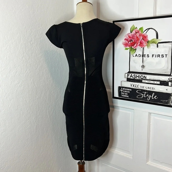 Maje Sheer Black Short Sleeve Bodycon Dress Size 1/S - Picture 5 of 10